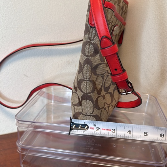 Coach Crossbody Purse, Brown and Red - Picture 3 of 16